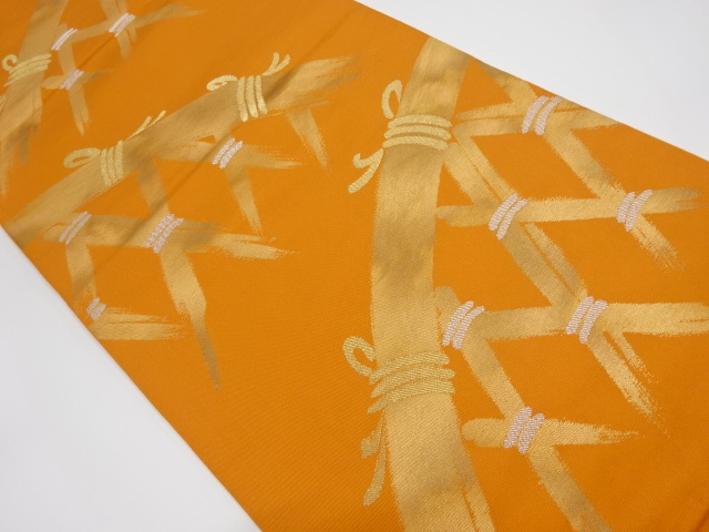 JAPANESE KIMONO / VINTAGE FUKURO OBI / WOVEN BASKET PATTERN